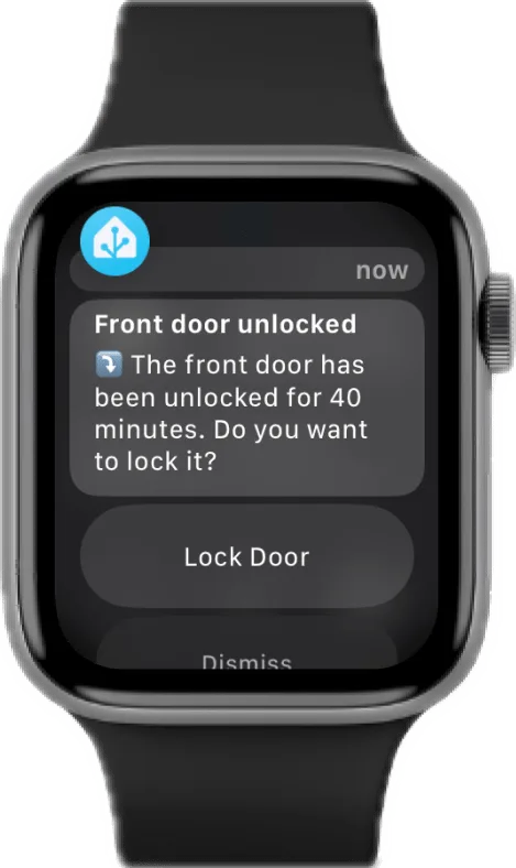 Front door unlocked watch notification